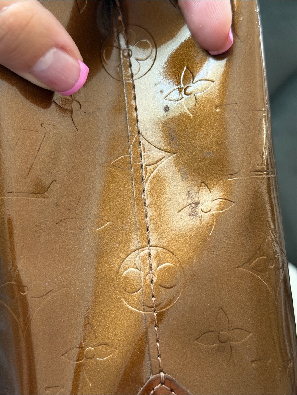 Louis Vuitton Chocolate Patent Monogram Small Tote - Picture 6 of 10